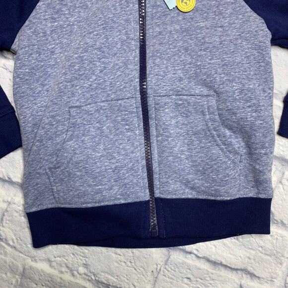 NEW Cat & Jack Hooded Zip Down Sweatshirt in Color-blocked Blue/Heathered Blue - Picture 3 of 5